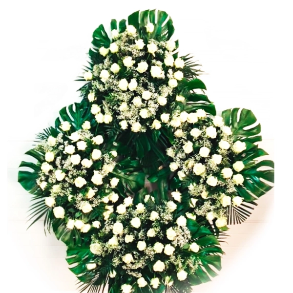 Corona 80 cm - Rosas Blancas